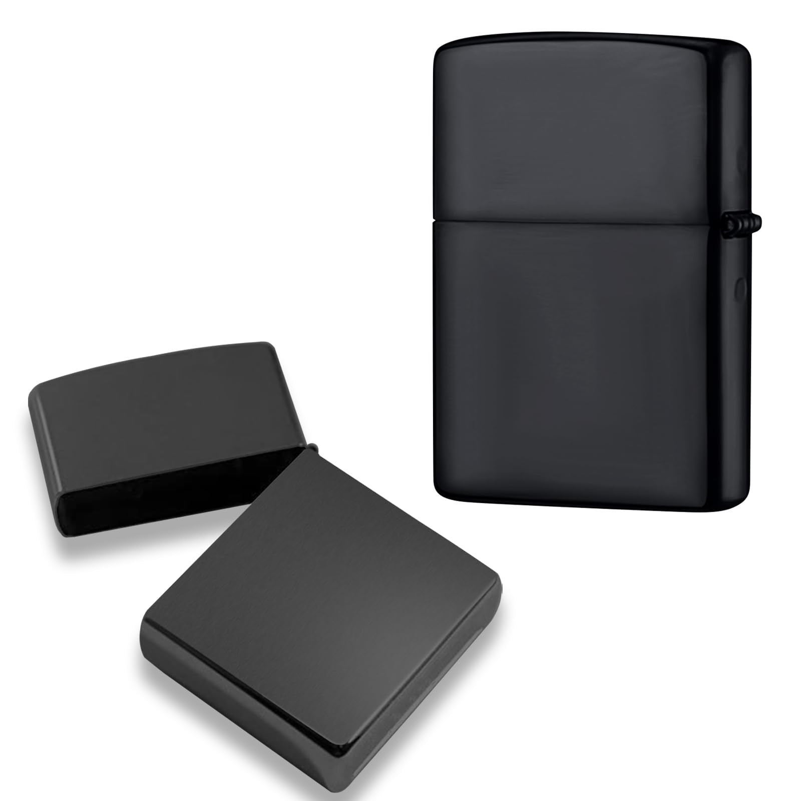 Lighter Case Compatible with Zippo, Without Insert Metal Lighter Cover Shell for Zippo (Frosted Black)