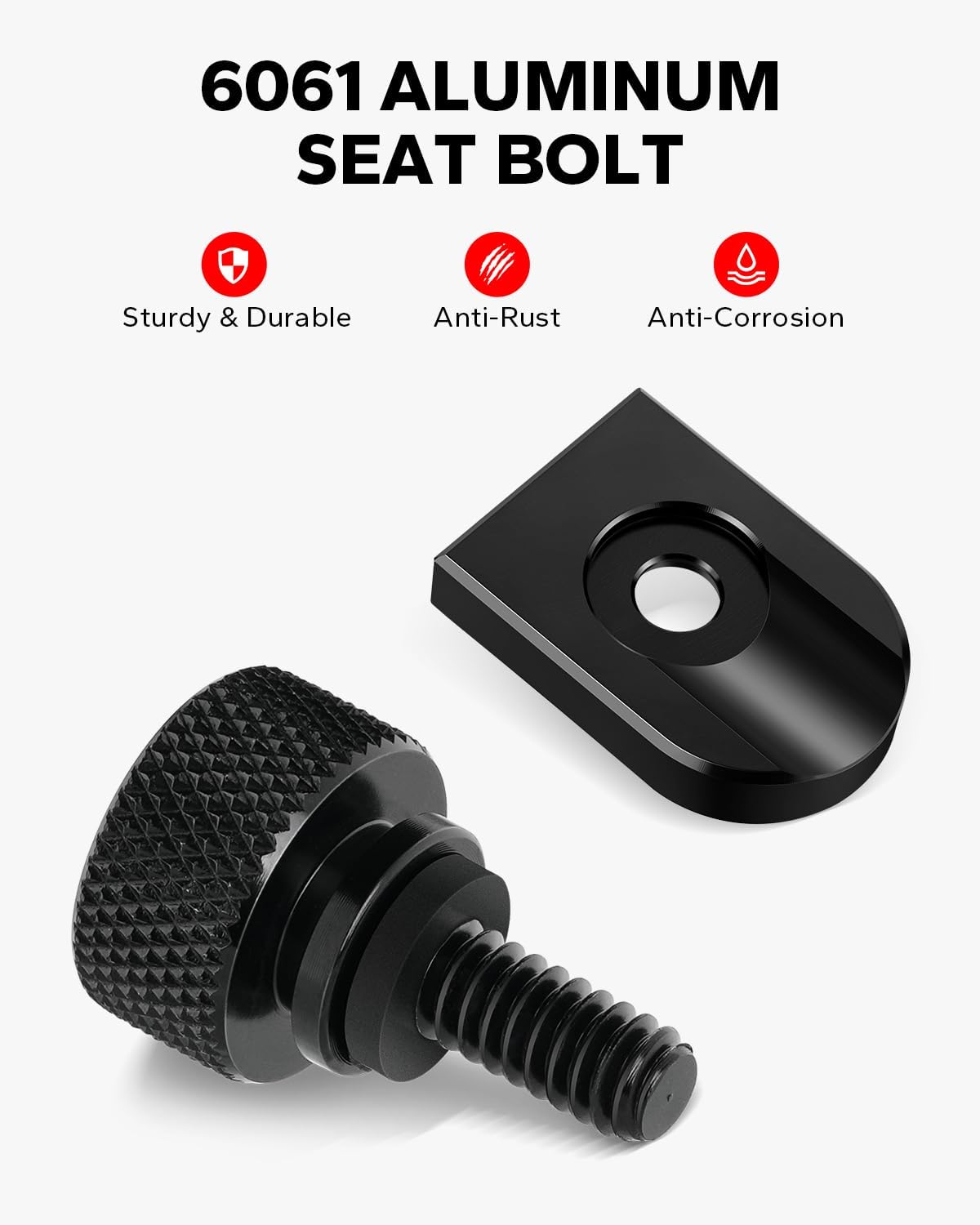 Amazicha Black Aluminium Seat Bolt Tab Screw Mount Knob Cover Compatible with Harley Davidson 1996-2024