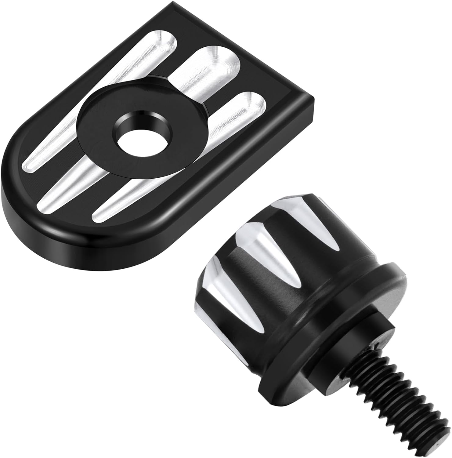 Amazicha Stainless Steel Seat Bolt Screw Cover Tab Mount Knob Black Kit Compatible for Harley Davidson 1996-2025