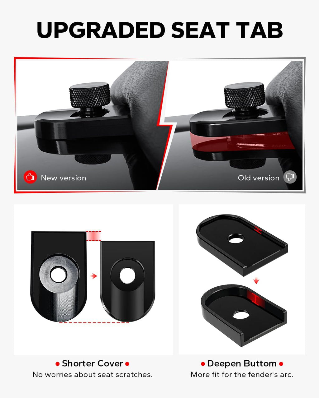 Amazicha Black Aluminium Seat Bolt Tab Screw Mount Knob Cover Compatible with Harley Davidson 1996-2024