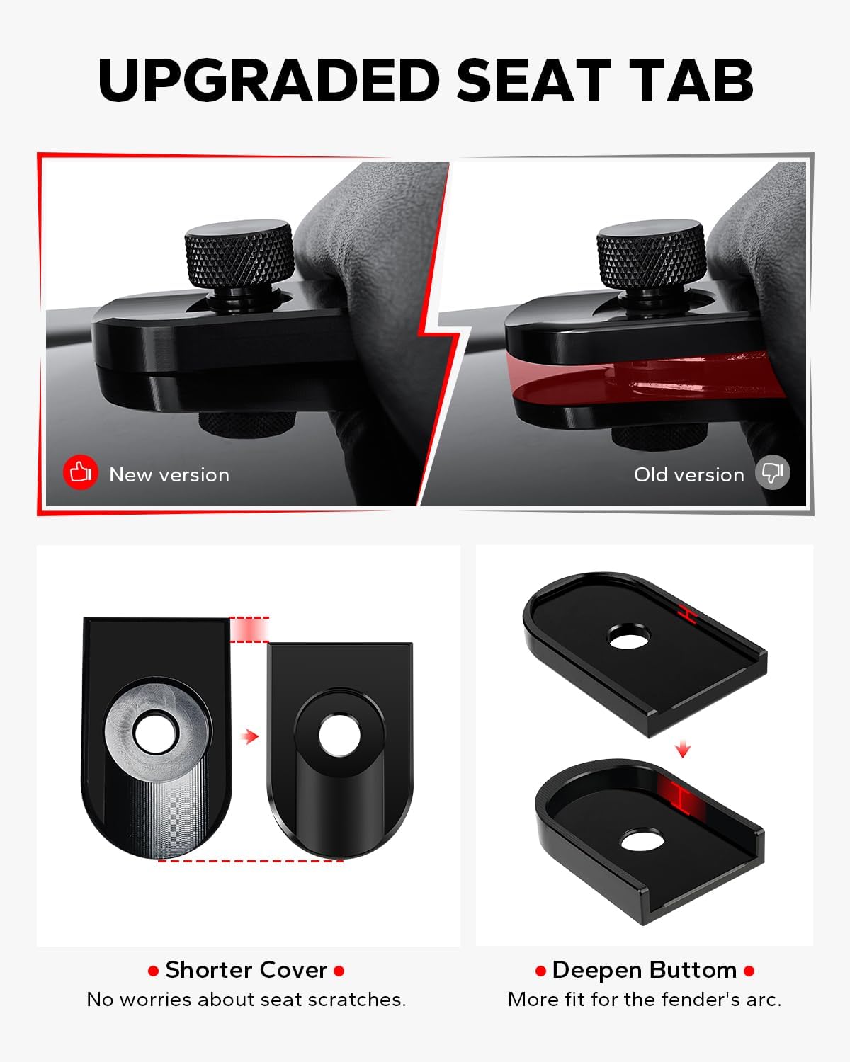Amazicha Black Aluminium Seat Bolt Tab Screw Mount Knob Cover Compatible with Harley Davidson 1996-2024