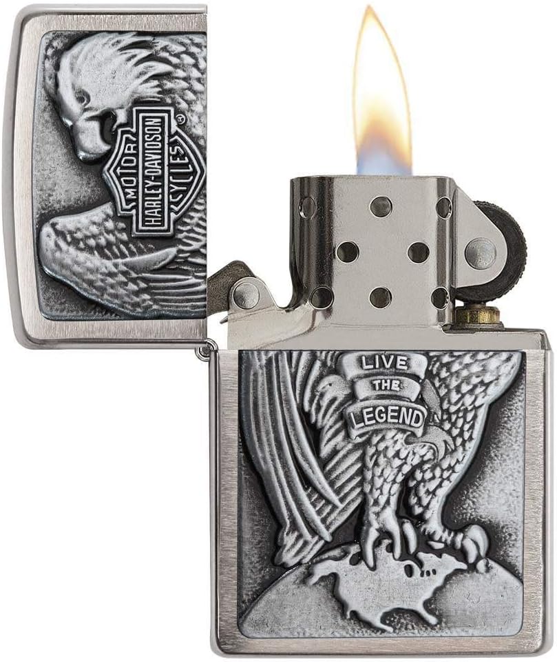 Zippo Harley-Davidson Full Faced Eagle High Polish Chrome Emblem Pocket Lighter