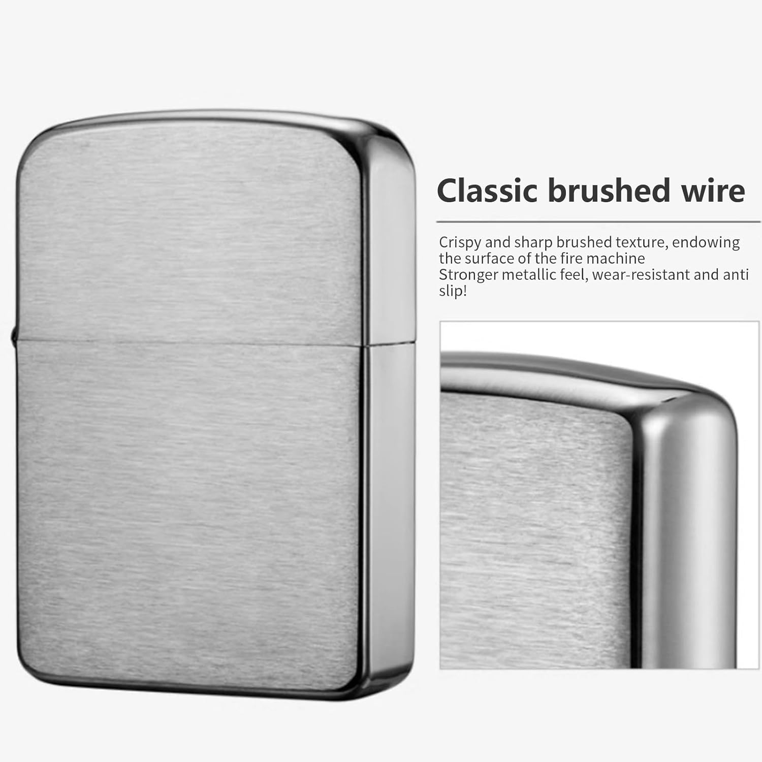 Lighter Case Compatible with Zippo, Without Insert Metal Lighter Cover Shell for Zippo (Frosted Black)