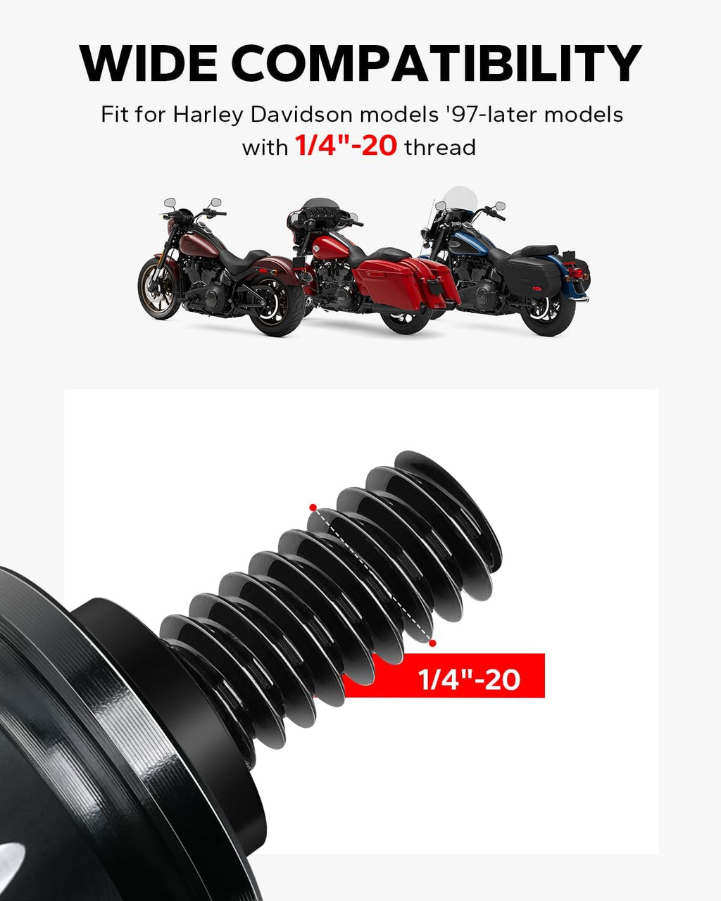 Amazicha Stainless Steel Seat Bolt Screw Cover Tab Mount Knob Black Kit Compatible for Harley Davidson 1996-2025