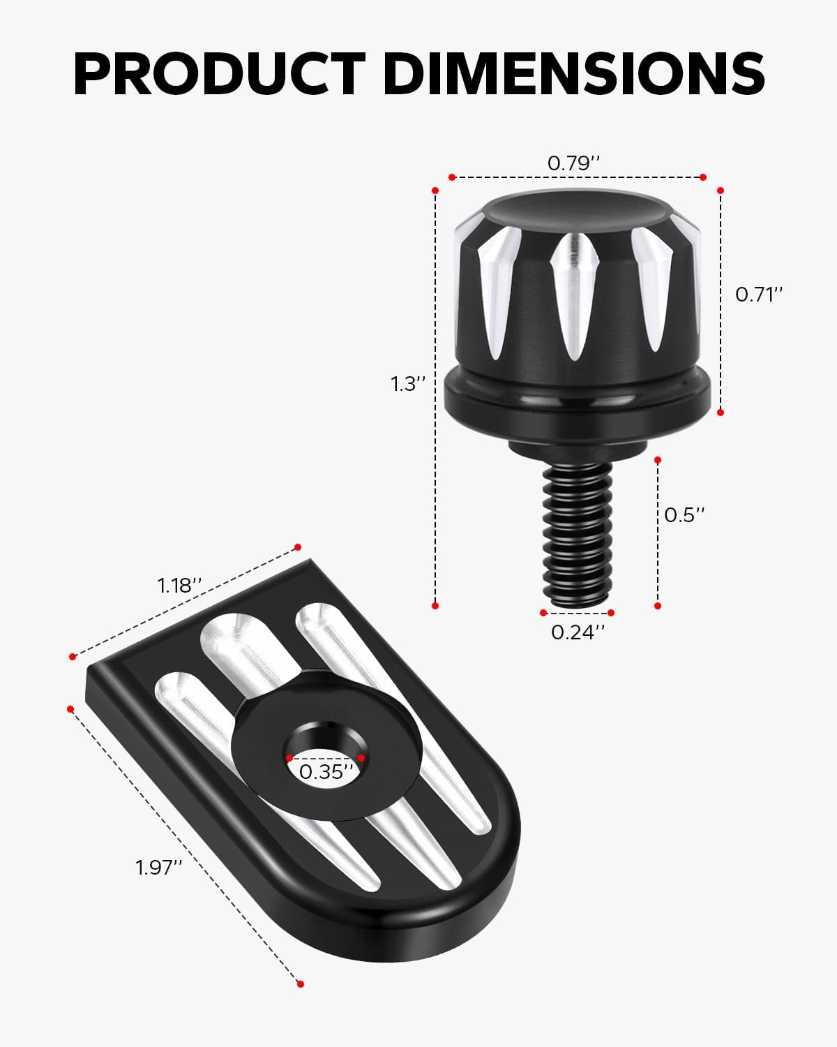 Amazicha Stainless Steel Seat Bolt Screw Cover Tab Mount Knob Black Kit Compatible for Harley Davidson 1996-2025