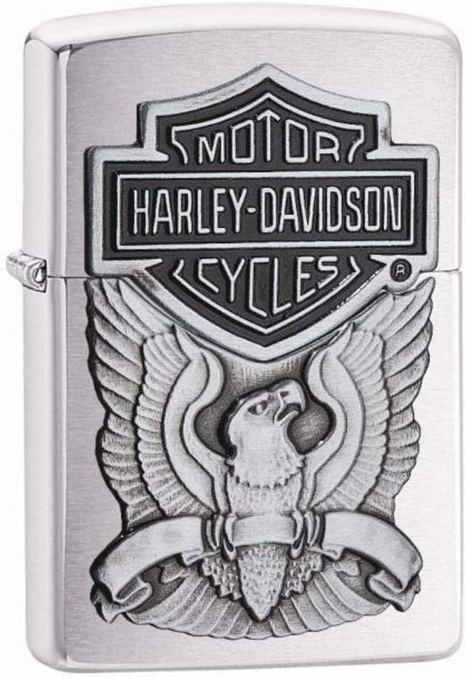 Zippo Harley-Davidson Eagle/Logo Emblem Brushed Chrome Pocket Lighter