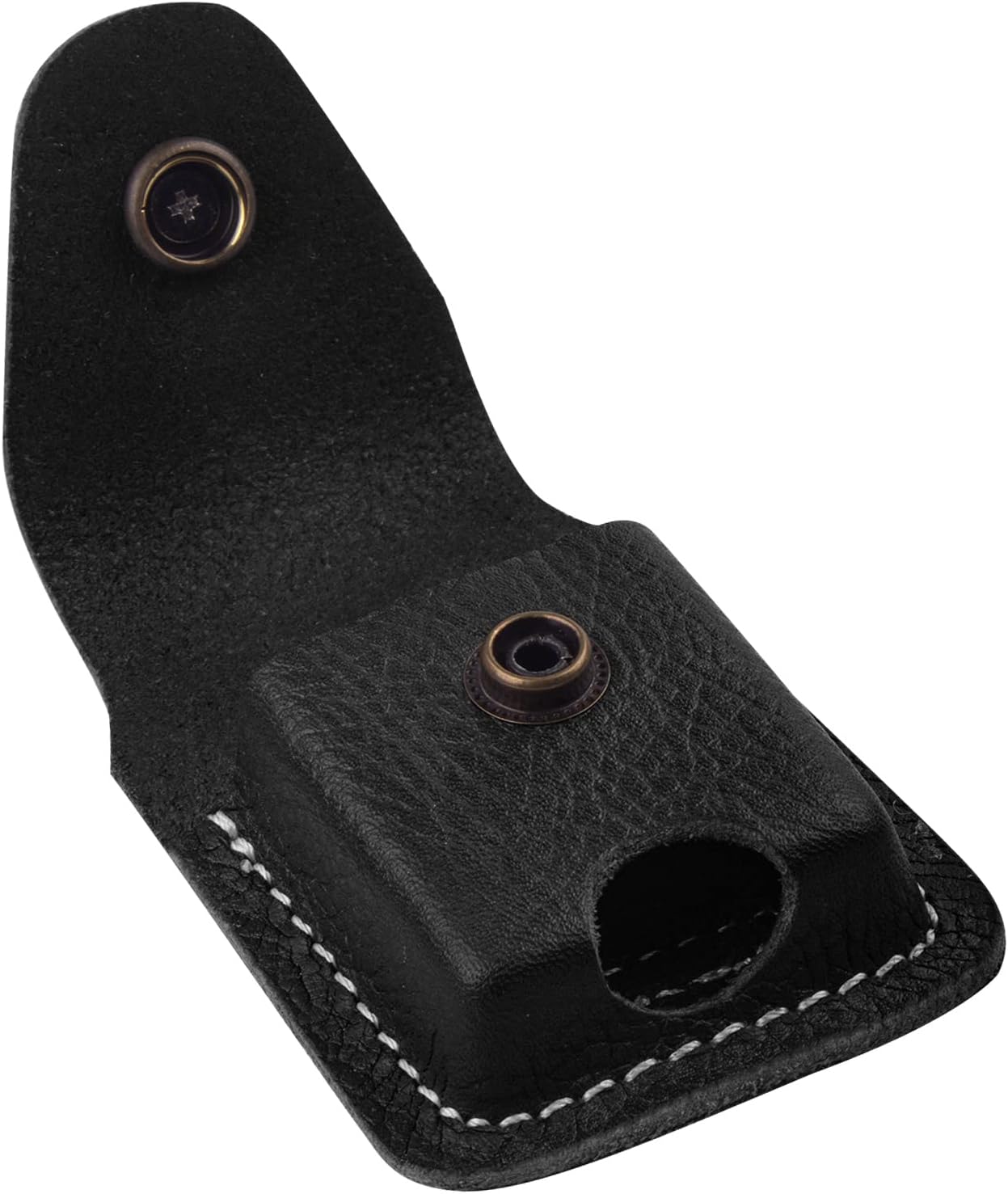 Handmade Fliptop Leather Lighter Pouch Case Holder with Pocket Belt Loop (Retro-Black)