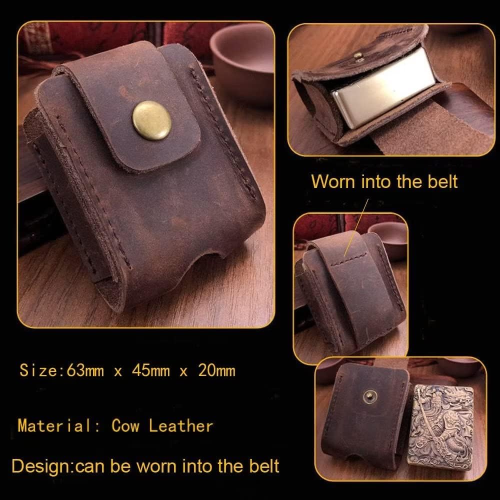 Lighter Case Cover Pouch Genuine Leather Lighter Belt Sheath Holder Protective Holster Compatible with Zippo Lighter