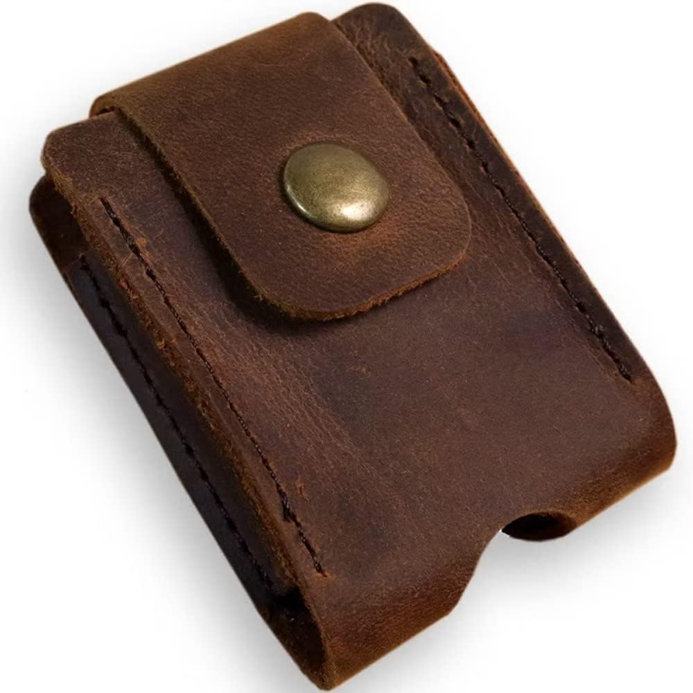 Lighter Case Cover Pouch Genuine Leather Lighter Belt Sheath Holder Protective Holster Compatible with Zippo Lighter