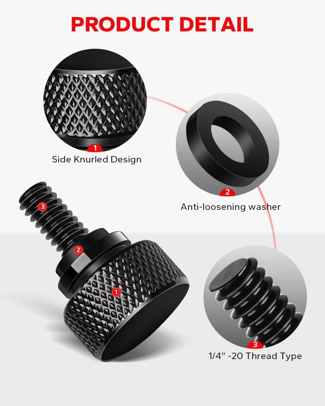 Amazicha Gloss Black 304 Stainless Steel Seat Bolt Screw Compatible with Harley Davidson 1996-2025