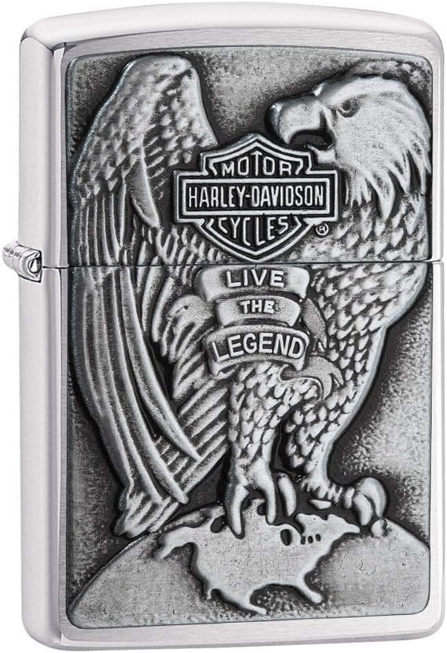 Zippo Harley-Davidson Full Faced Eagle High Polish Chrome Emblem Pocket Lighter