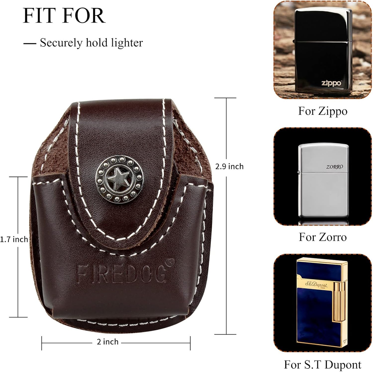 Cigarette Lighter Case 1PC Genuine Leather Lighter Pouch Hoder with Belt Loop CL27