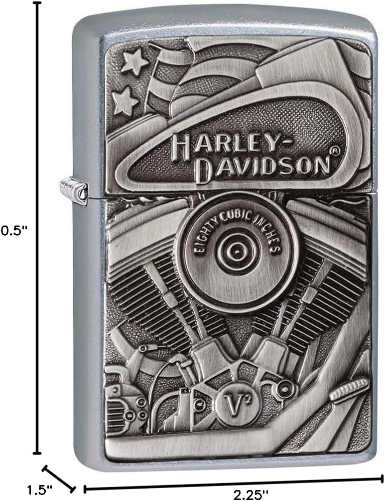 Zippo Harley-Davidson Motor Flag Emblem Street Chrome Pocket Lighter