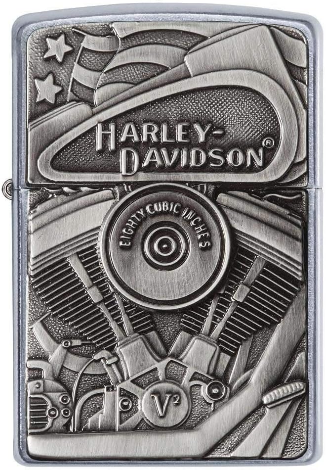 Zippo Harley-Davidson Motor Flag Emblem Street Chrome Pocket Lighter
