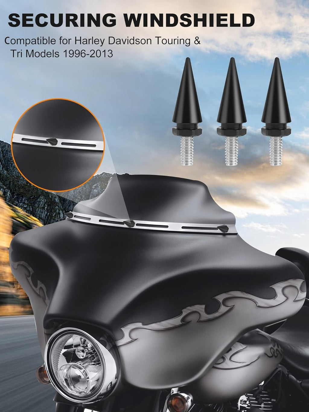 Motorcycle Windshield Bolts, Windscreen Screws, Fairing Bolts Compatible for Harley Davidson Electra Glide, Street Glide, Ultra Classic, Ultra Limited, Tri Glide 1996-2013