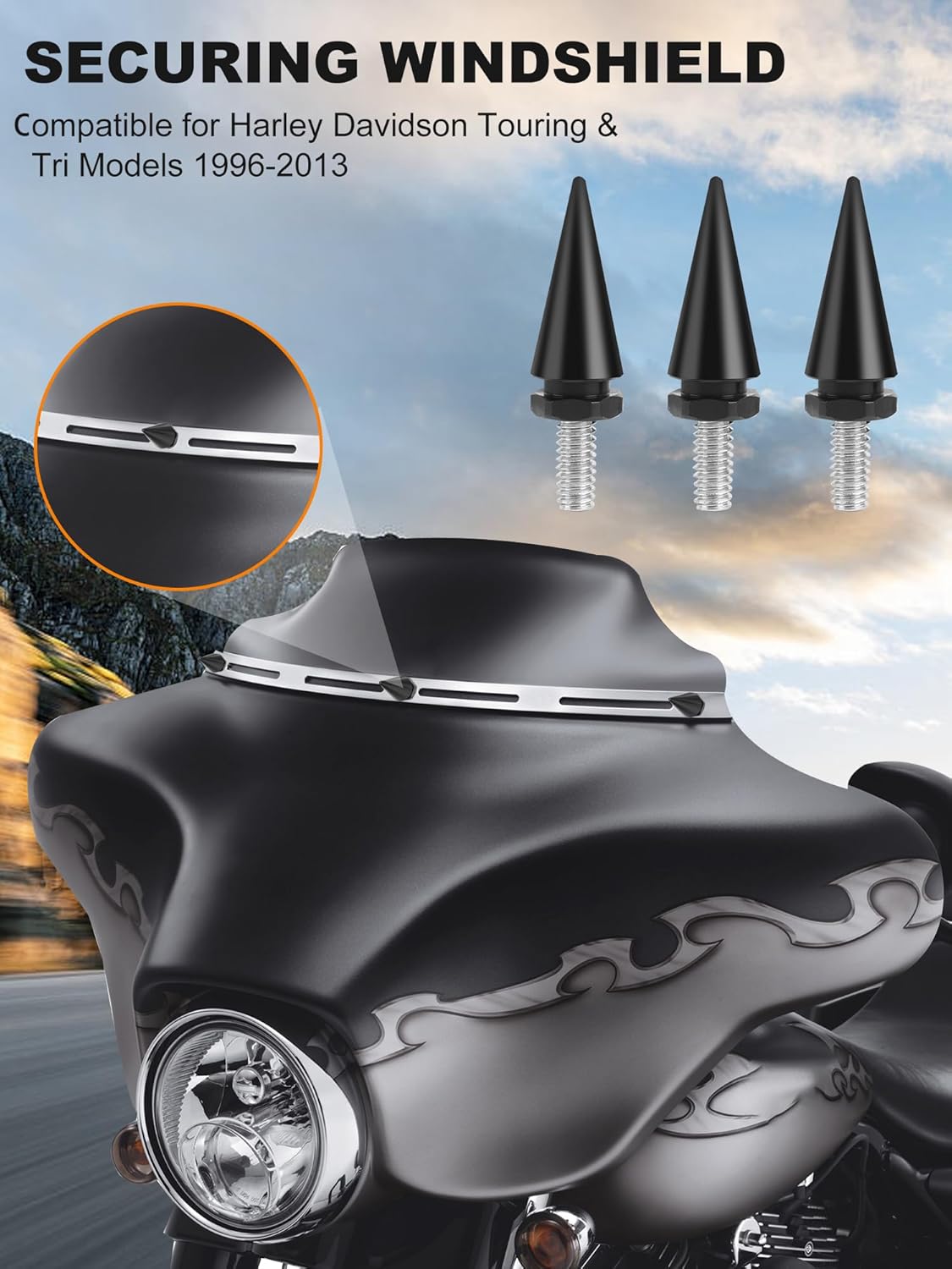Motorcycle Windshield Bolts, Windscreen Screws, Fairing Bolts Compatible for Harley Davidson Electra Glide, Street Glide, Ultra Classic, Ultra Limited, Tri Glide 1996-2013