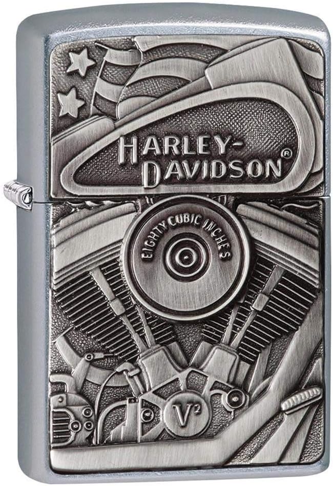 Zippo Harley-Davidson Motor Flag Emblem Street Chrome Pocket Lighter