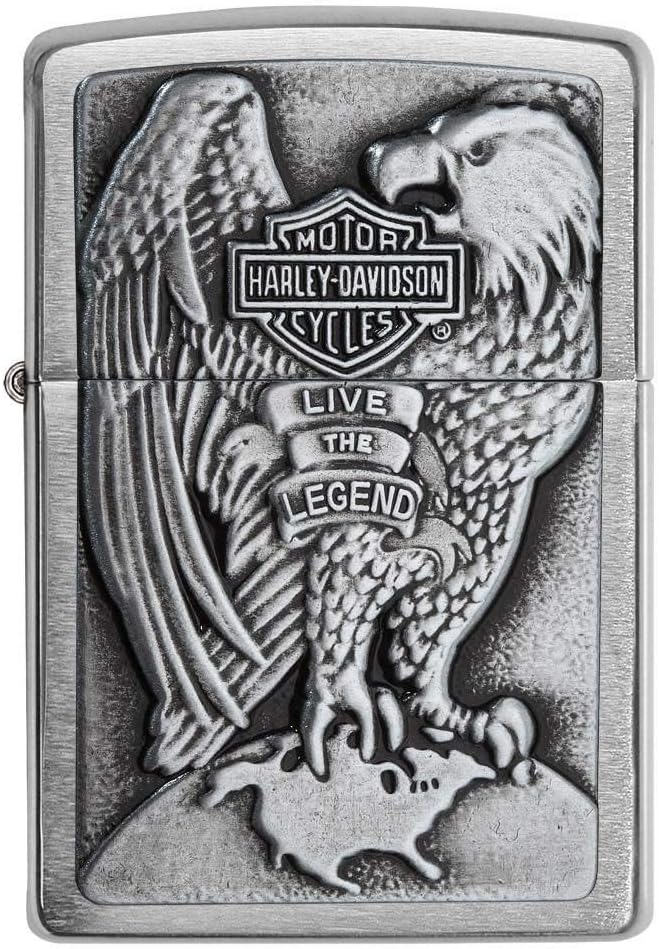 Zippo Harley-Davidson Full Faced Eagle High Polish Chrome Emblem Pocket Lighter
