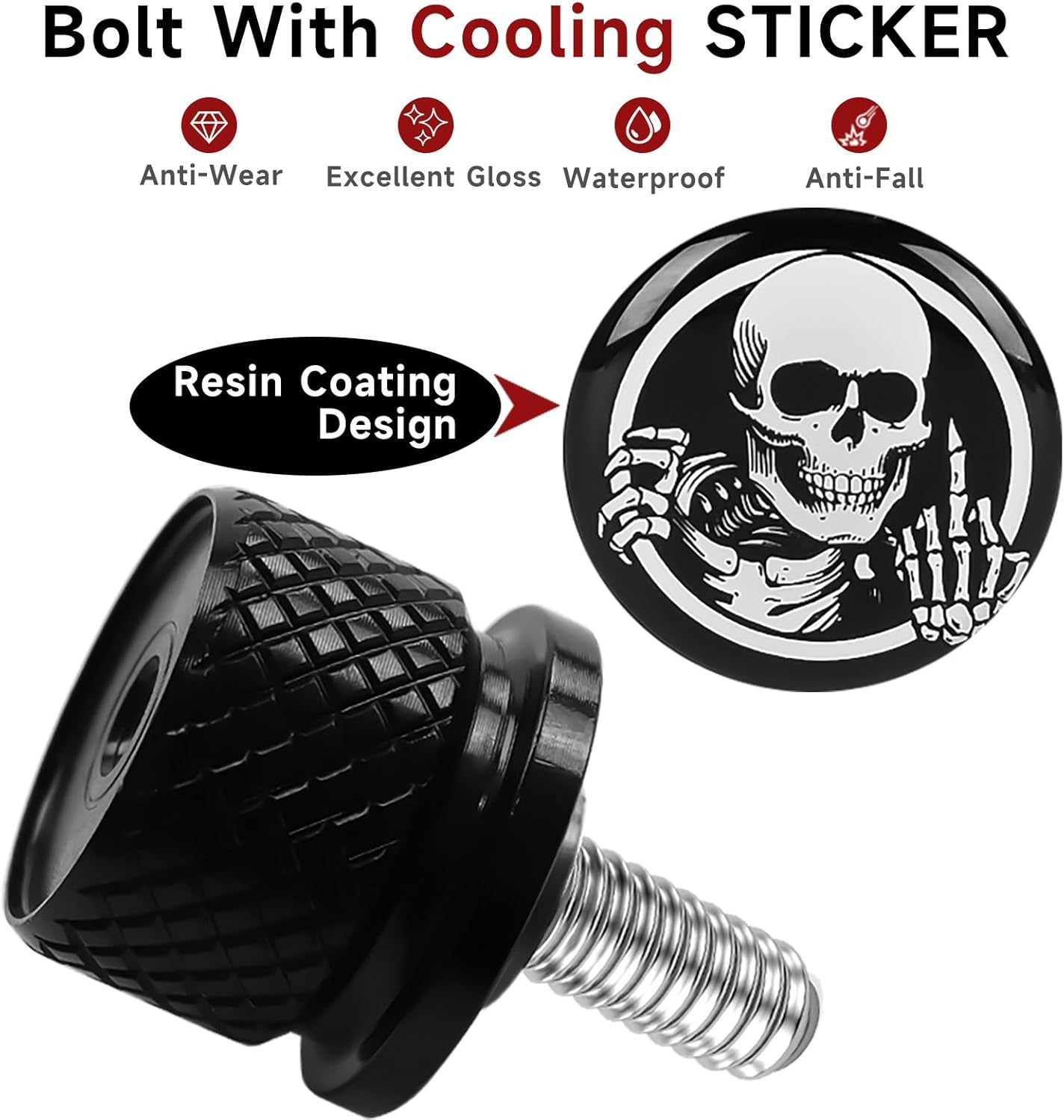Motorcycle Stainless Knurled Fender Rear Seat Bolt Screw 1/4"-20 Thread for Harley Davidson Touring Sportster Softail Dyna CVO Fatbob Electra Glide Street Glide 1996-2025 Black