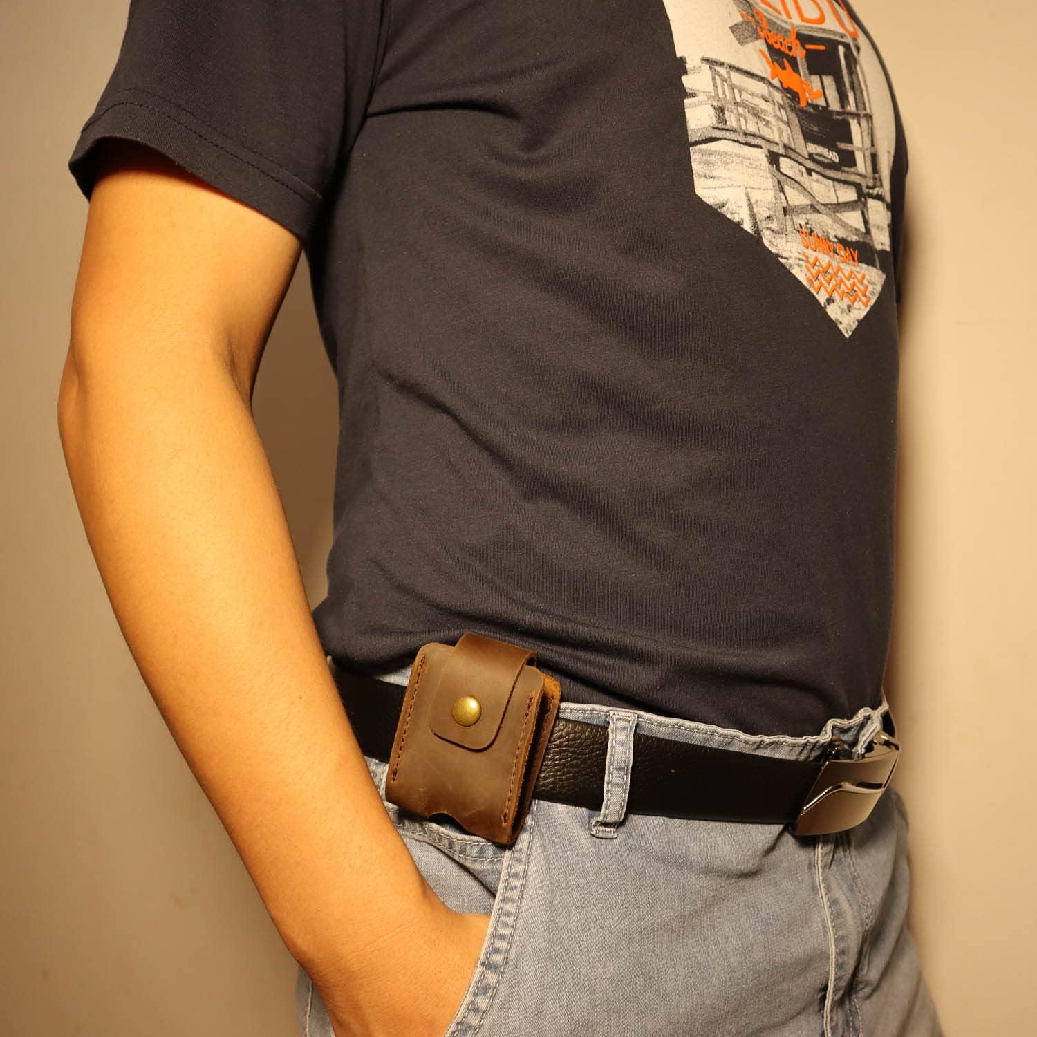 Lighter Case Cover Pouch Genuine Leather Lighter Belt Sheath Holder Protective Holster Compatible with Zippo Lighter