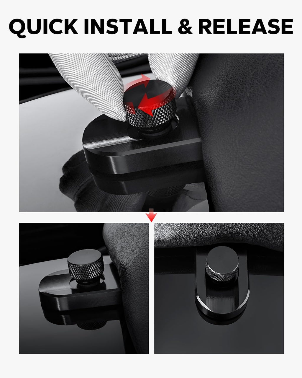 Amazicha Black Aluminium Seat Bolt Tab Screw Mount Knob Cover Compatible with Harley Davidson 1996-2024