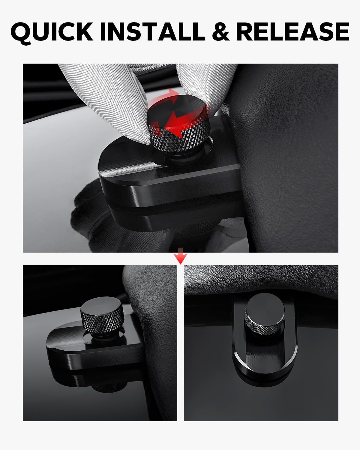 Amazicha Black Aluminium Seat Bolt Tab Screw Mount Knob Cover Compatible with Harley Davidson 1996-2024